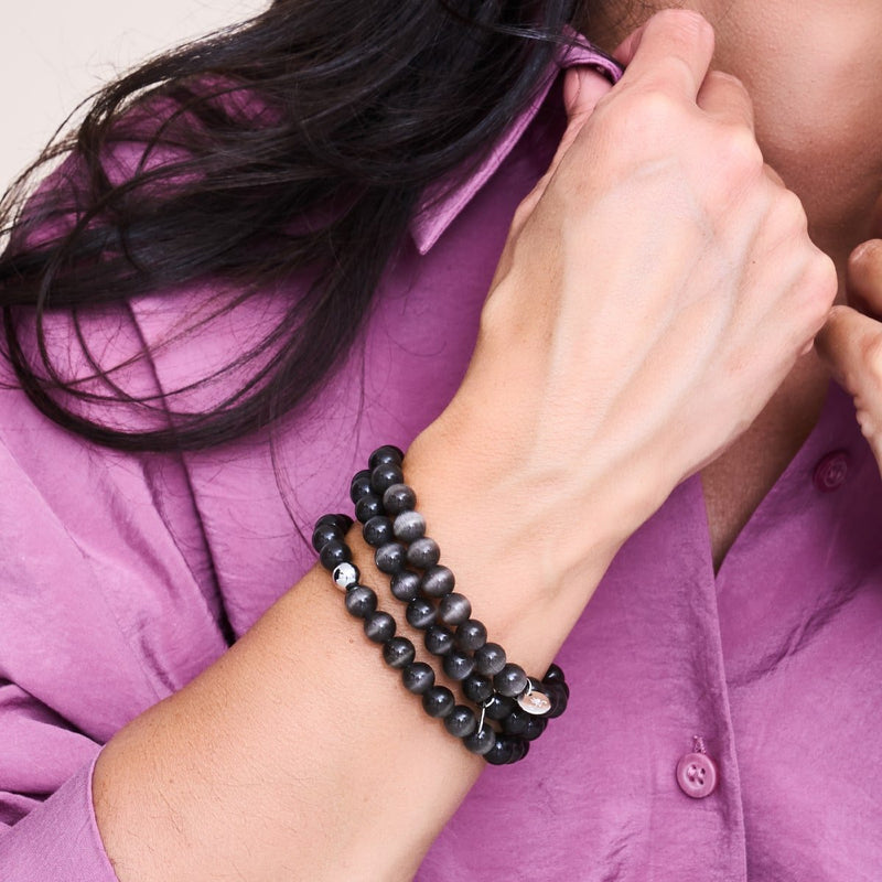 Charbon | Argent sterling .925 | Bracelet en verre du Cheshire