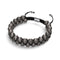 Charbon | Argent | Bracelet double macramé en verre Cheshire