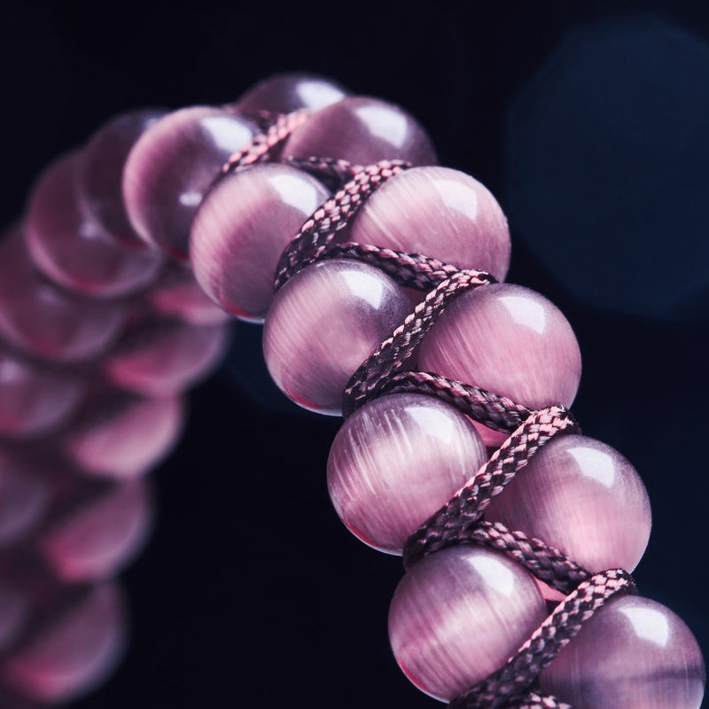 Châtaignier | Argent | Bracelet double macramé en verre Cheshire