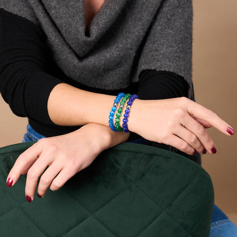 Midnight Watch | .925 Sterling Silver | Cheshire Glass Bracelet