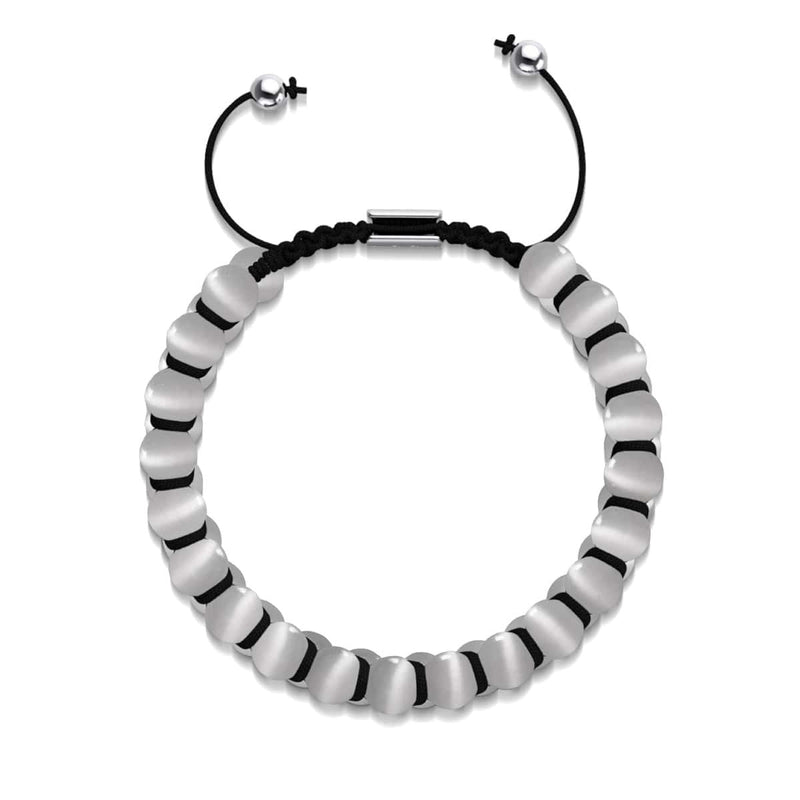 Nimbe | Argent | Bracelet double macramé en verre Cheshire