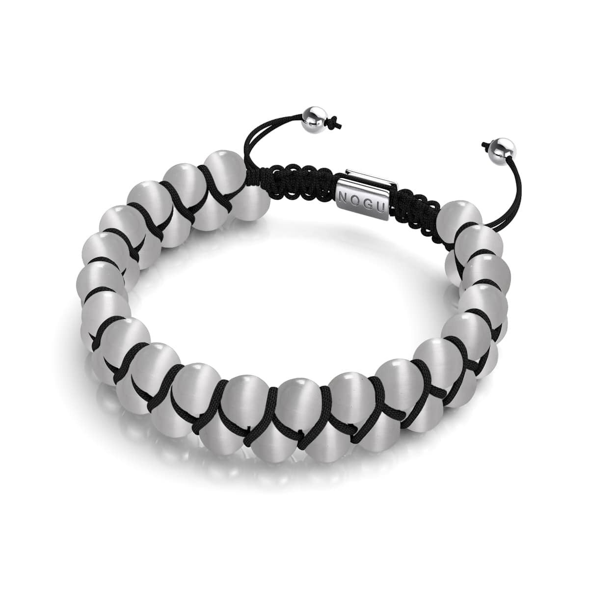 Nimbe | Argent | Bracelet double macramé en verre Cheshire