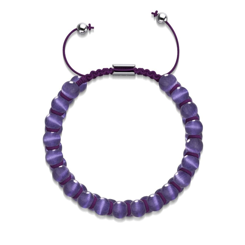 Violet | Argent | Bracelet double macramé en verre Cheshire