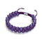 Violet | Argent | Bracelet double macramé en verre Cheshire