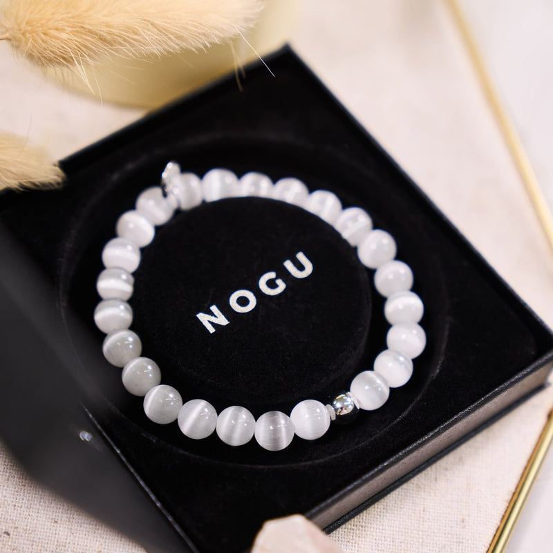 Blanc | Argent sterling .925 | Bracelet en verre du Cheshire