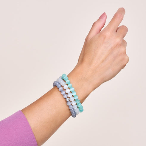 Blanc | Argent sterling .925 | Bracelet en verre du Cheshire