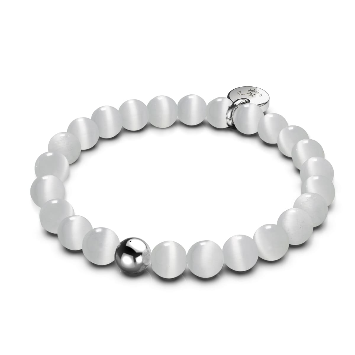Blanc | Argent sterling .925 | Bracelet en verre du Cheshire
