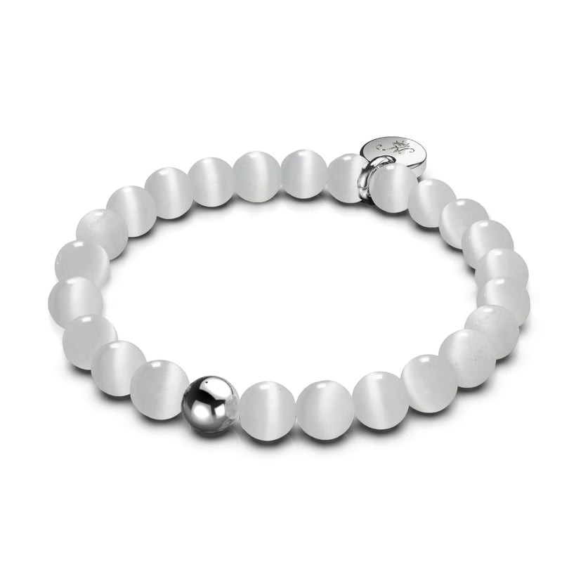Blanc | Argent sterling .925 | Bracelet en verre du Cheshire