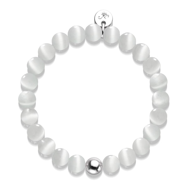 Blanc | Argent sterling .925 | Bracelet en verre du Cheshire