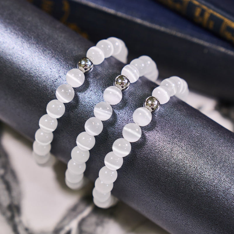 Blanc | Argent sterling .925 | Bracelet en verre du Cheshire