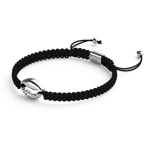 Bracelet macramé noir coquillage cauri | Argent sterling .925