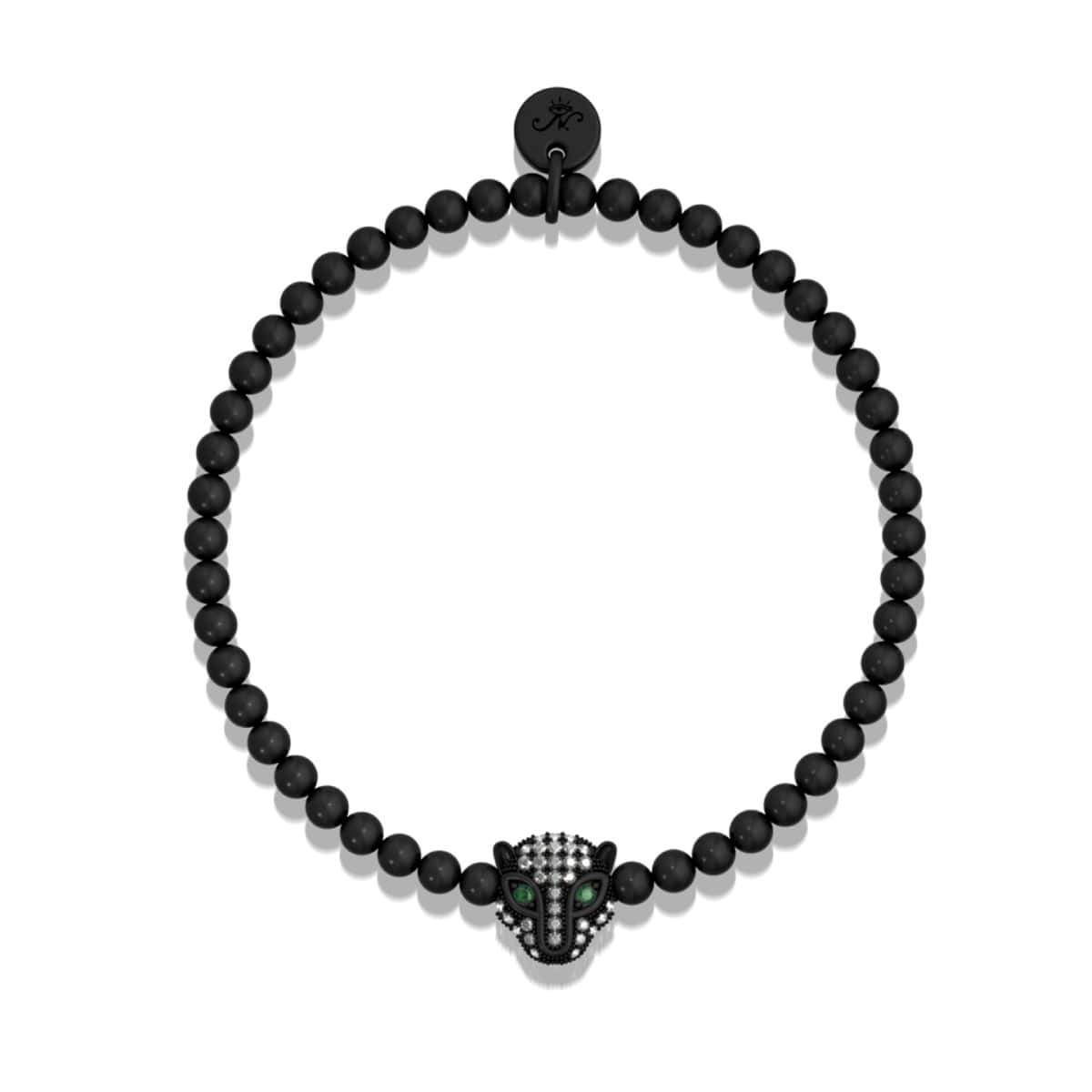 féroce | Bronze à canon | Bracelet chat en cristal