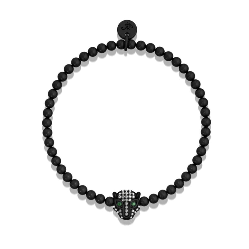 féroce | Bronze à canon | Bracelet chat en cristal