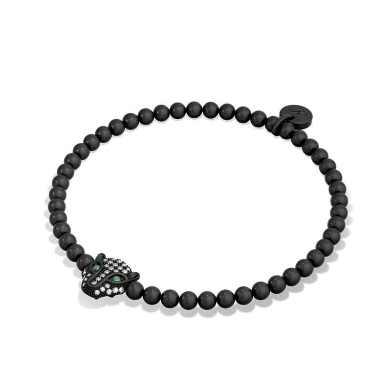 féroce | Bronze à canon | Bracelet chat en cristal