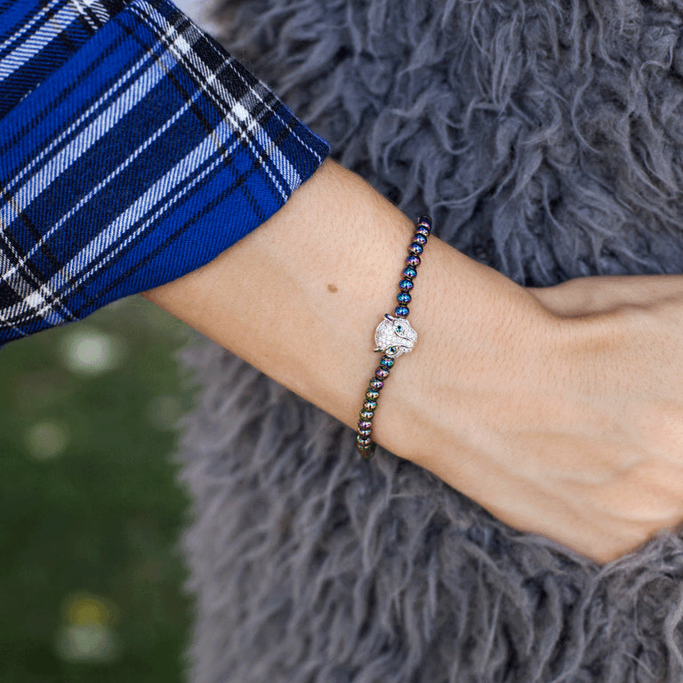 féroce | Licorne Argent | Bracelet chat en cristal