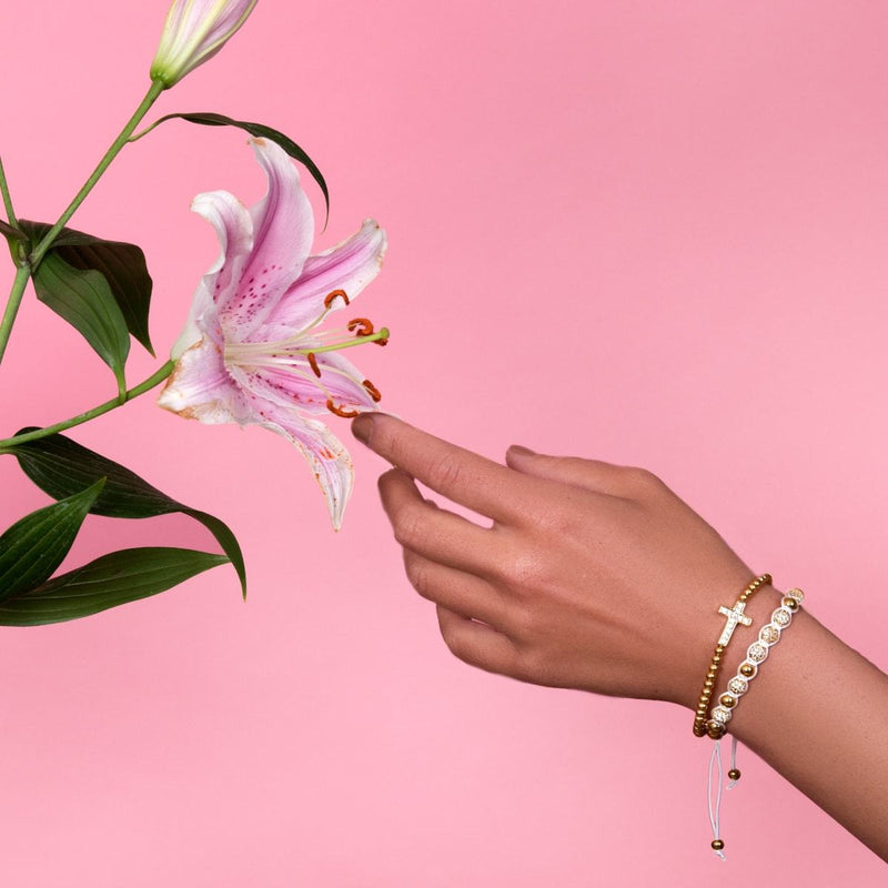 béni | Or 18 carats | Bracelet à breloques croix en cristal