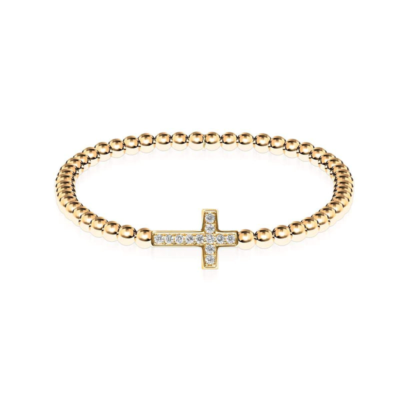 béni | Or 18 carats | Bracelet à breloques croix en cristal