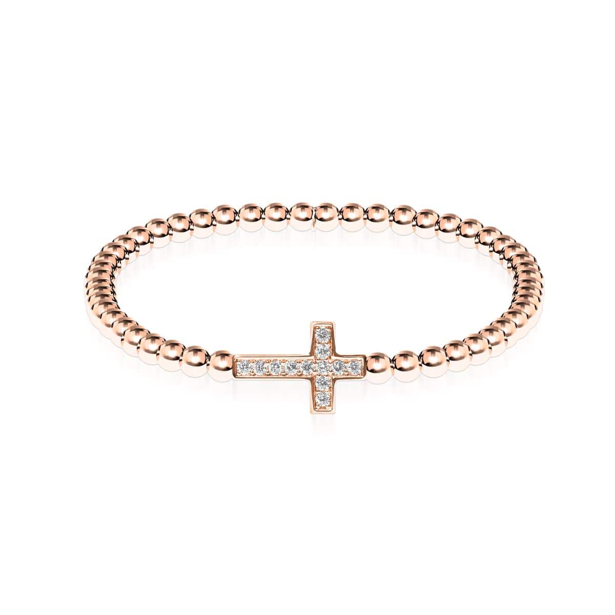 béni | Or rose 18 carats | Bracelet à breloques croix en cristal