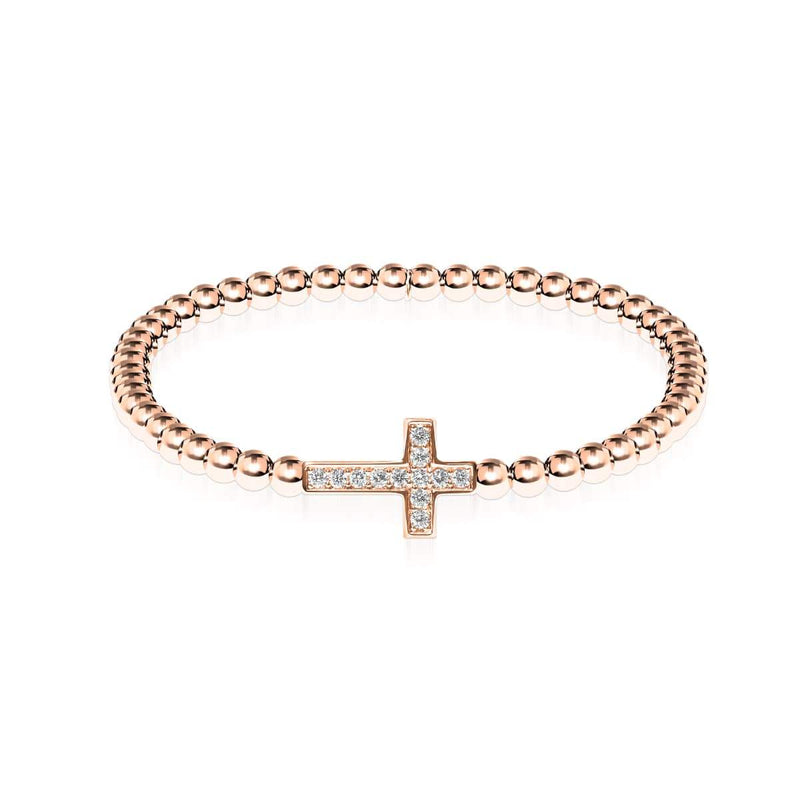 béni | Or rose 18 carats | Bracelet à breloques croix en cristal