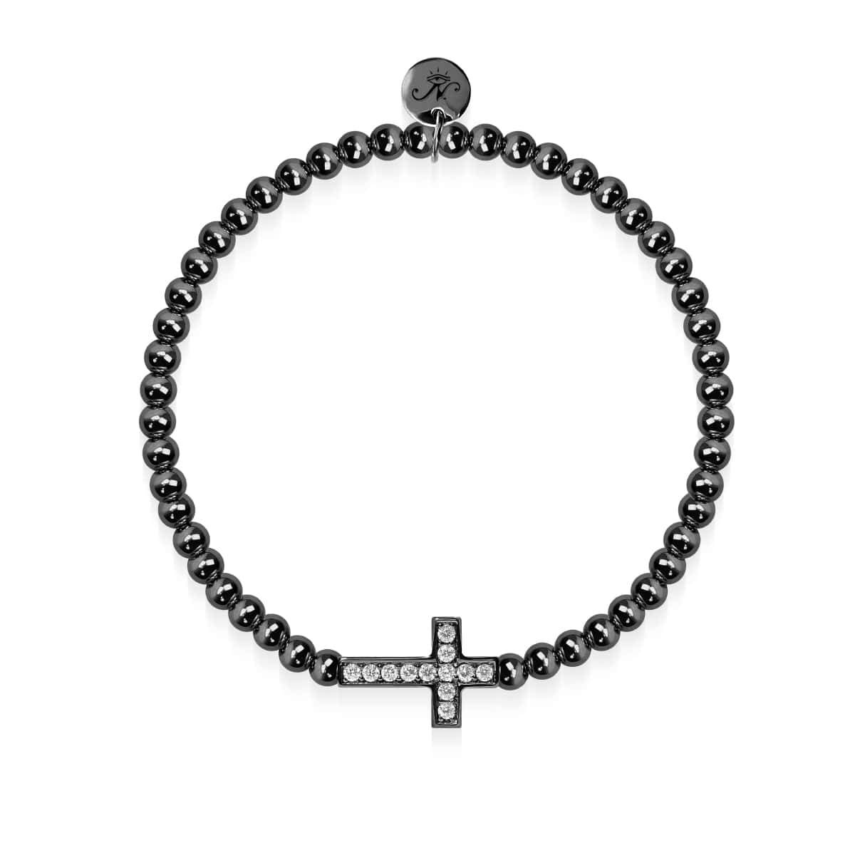 béni | Bronze à canon | Bracelet à breloques croix en cristal