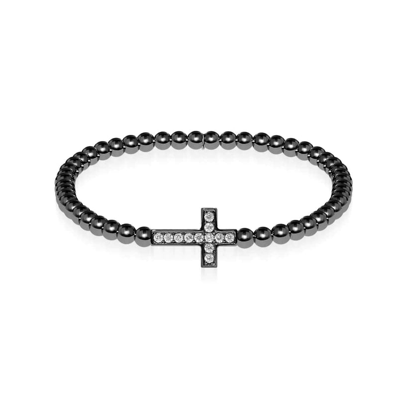 béni | Bronze à canon | Bracelet à breloques croix en cristal