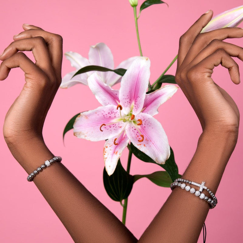 béni | Argent | Bracelet à breloques croix en cristal