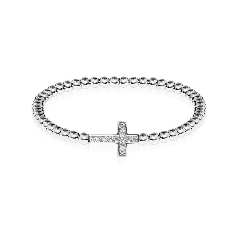 béni | Argent | Bracelet à breloques croix en cristal