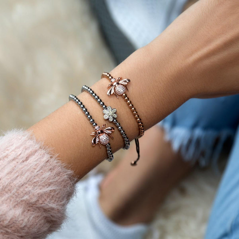 Daffodil | Silver | White Crystal Charm Bracelet