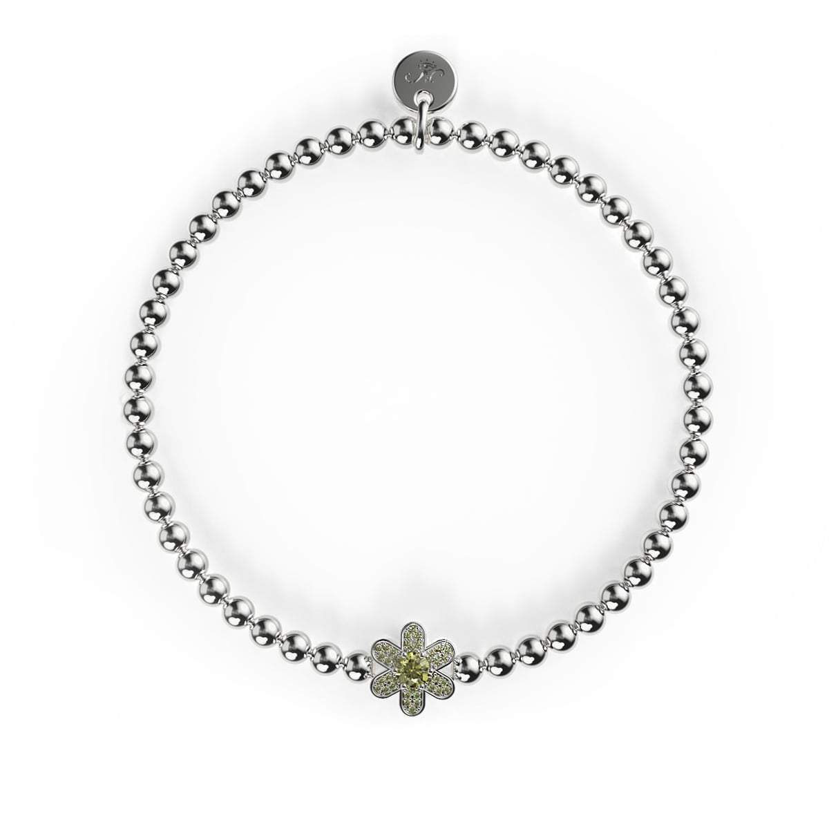 Jonquille | Argent | Bracelet à breloques en cristal jaune