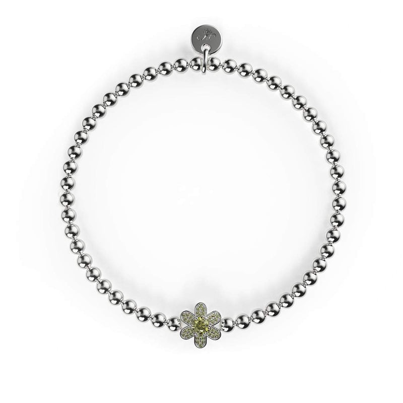 Jonquille | Argent | Bracelet à breloques en cristal jaune