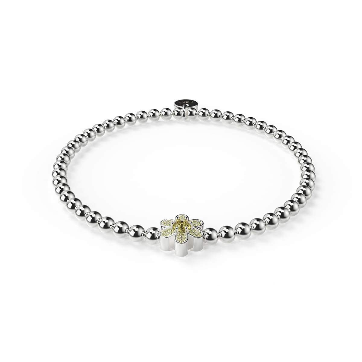 Jonquille | Argent | Bracelet à breloques en cristal jaune