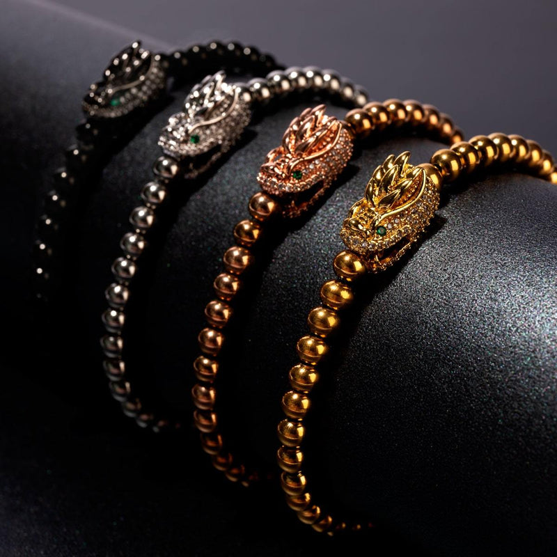Dracarys | Or rose | Bracelet à breloques dragon en cristal