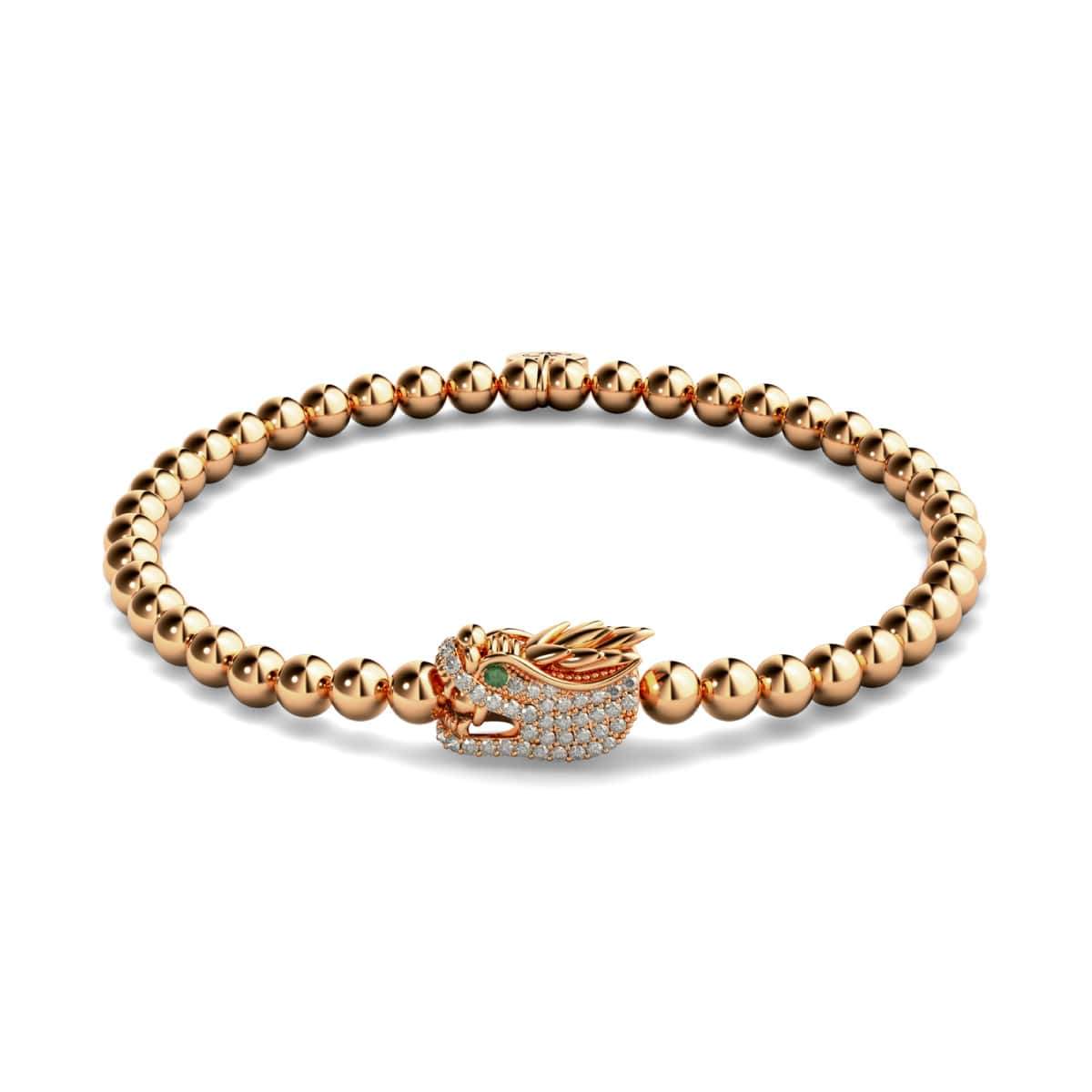 Dracarys | Or rose | Bracelet à breloques dragon en cristal