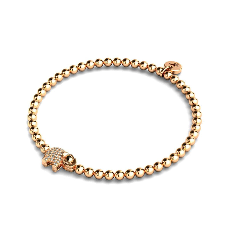 Sanctuaire | Or rose 18 carats | Bracelet à breloques éléphant en cristal