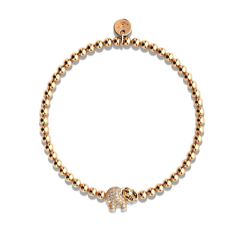 Sanctuaire | Or rose 18 carats | Bracelet à breloques éléphant en cristal
