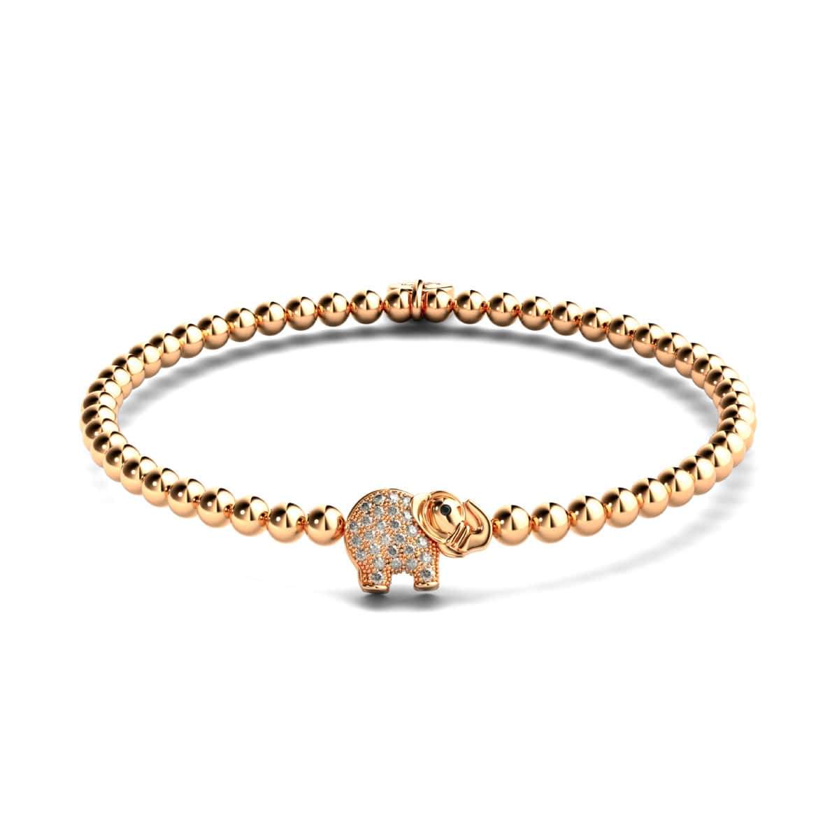 Sanctuaire | Or rose 18 carats | Bracelet à breloques éléphant en cristal