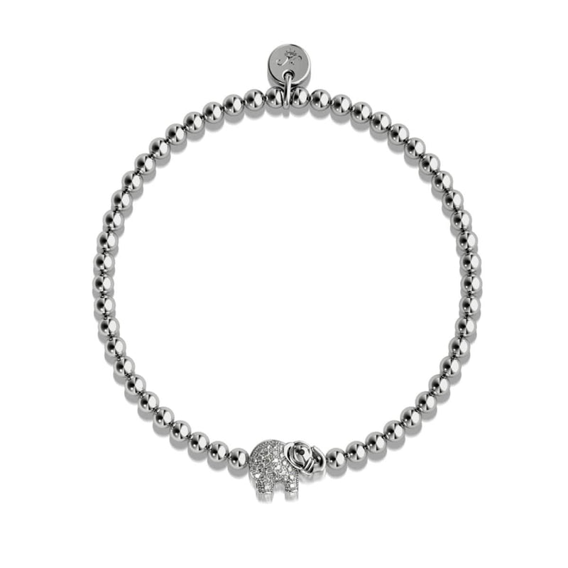 Sanctuaire | Argent | Bracelet à breloques éléphant en cristal