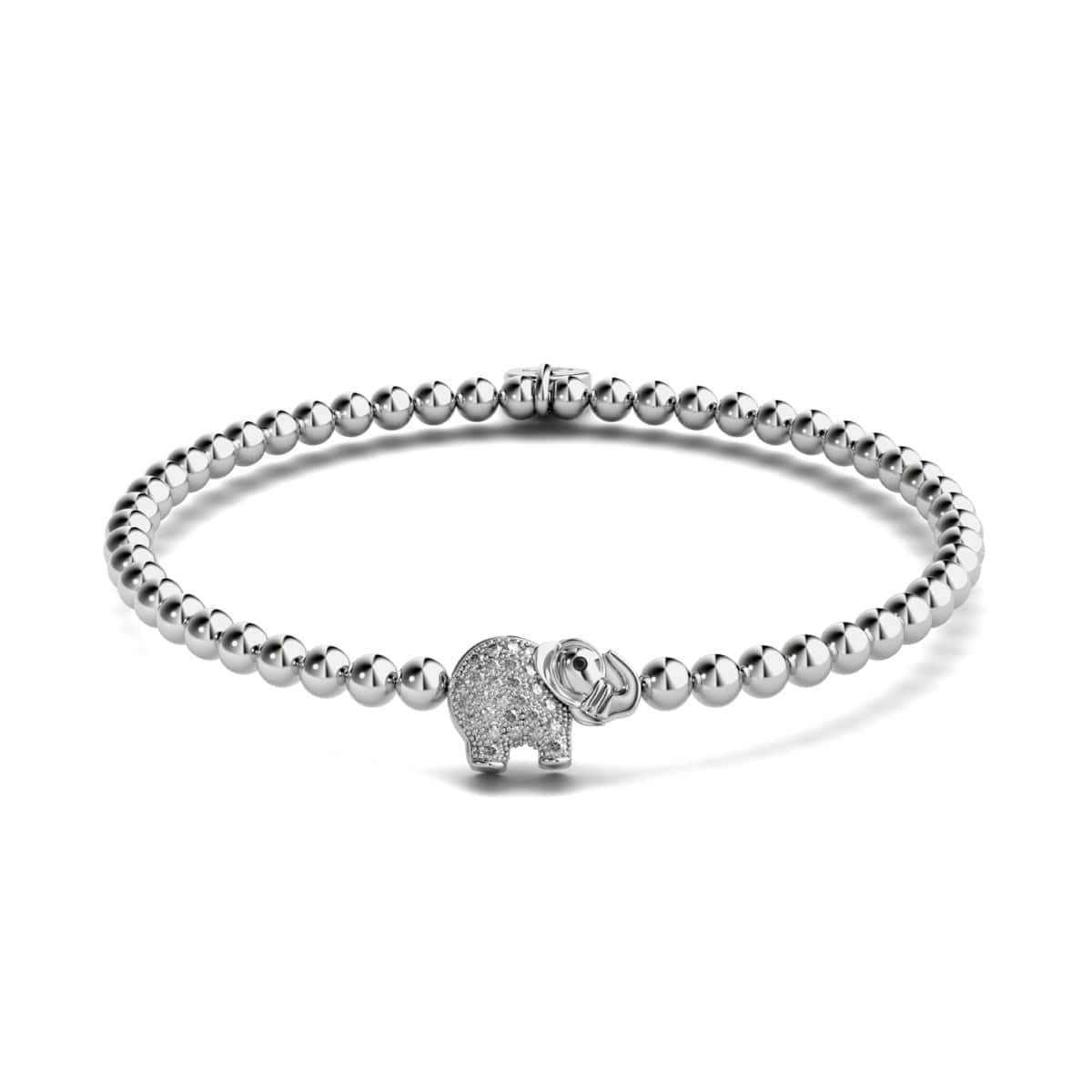Sanctuaire | Argent | Bracelet à breloques éléphant en cristal