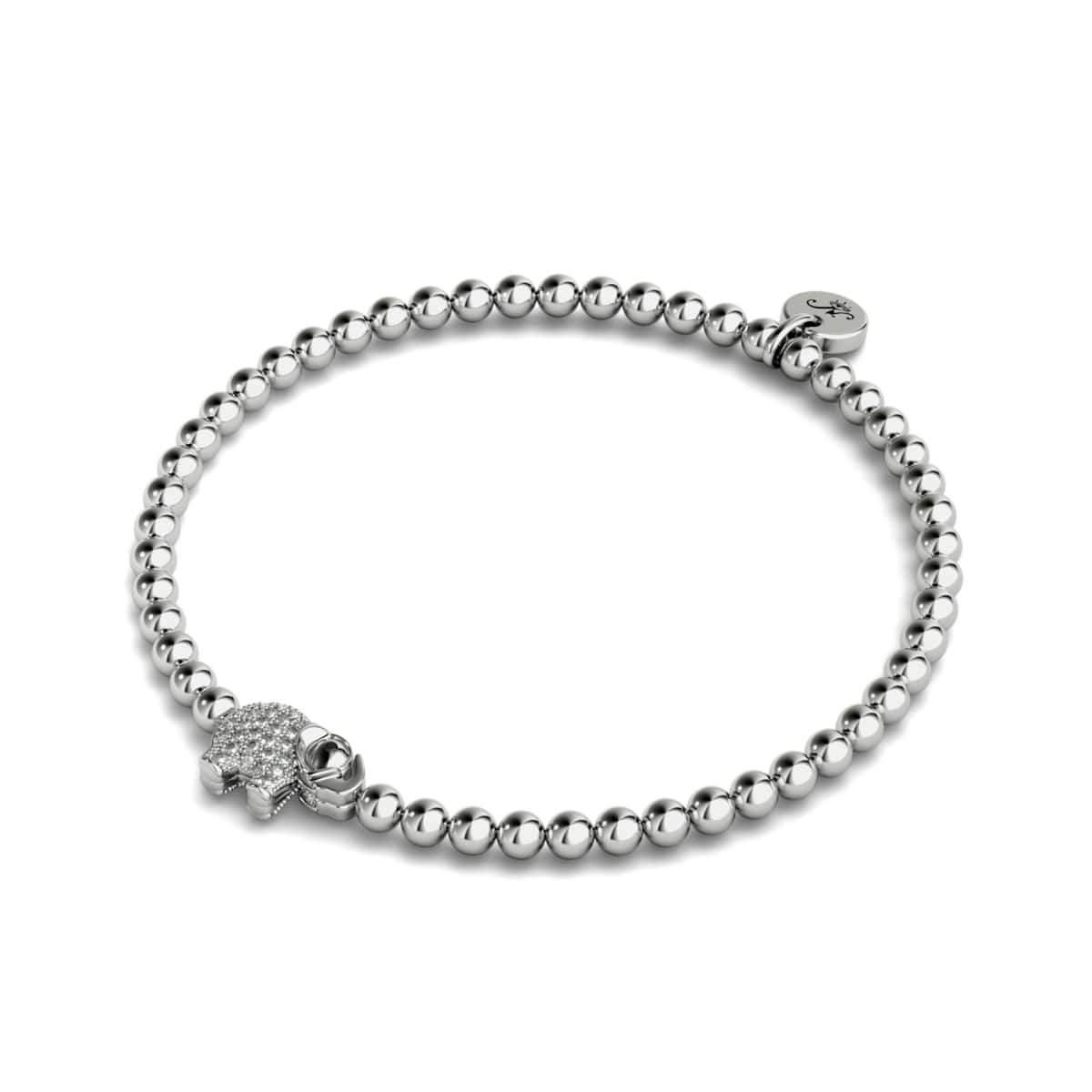 Sanctuaire | Argent | Bracelet à breloques éléphant en cristal
