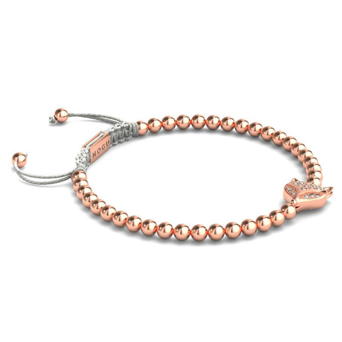 Renard de cristal | Or rose 18 carats | Blanc | Bracelet Charmballa en macramé