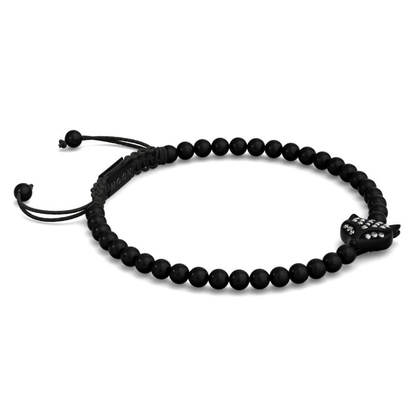 Renard de cristal | Bronze à canon | Noir | Bracelet Charmballa en macramé