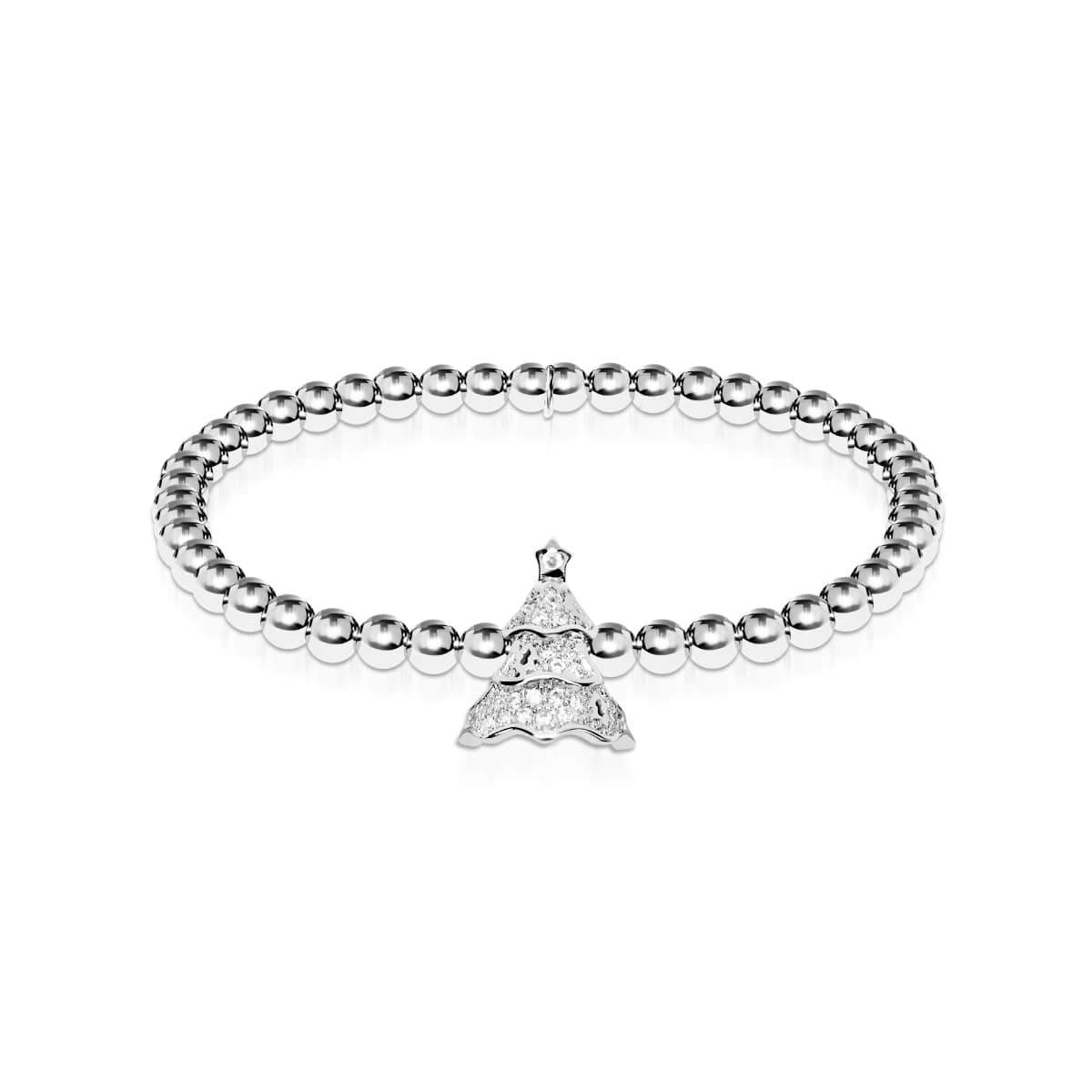 À feuilles persistantes | Argent | Arbre de vacances en cristal