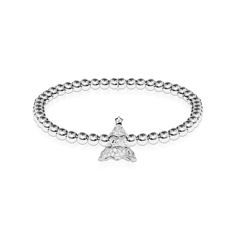 À feuilles persistantes | Argent | Arbre de vacances en cristal