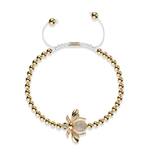 Queen | 18k Gold | Crystal Honeybee Macrame Charmballa Bracelet