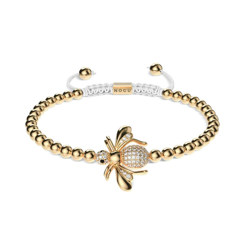 Reine | Or 18 carats | Bracelet Charmballa en cristal d'abeille en macramé