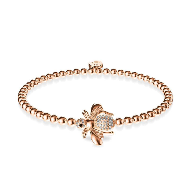 Reine | Or rose 18 carats | Bracelet à breloques abeille en cristal