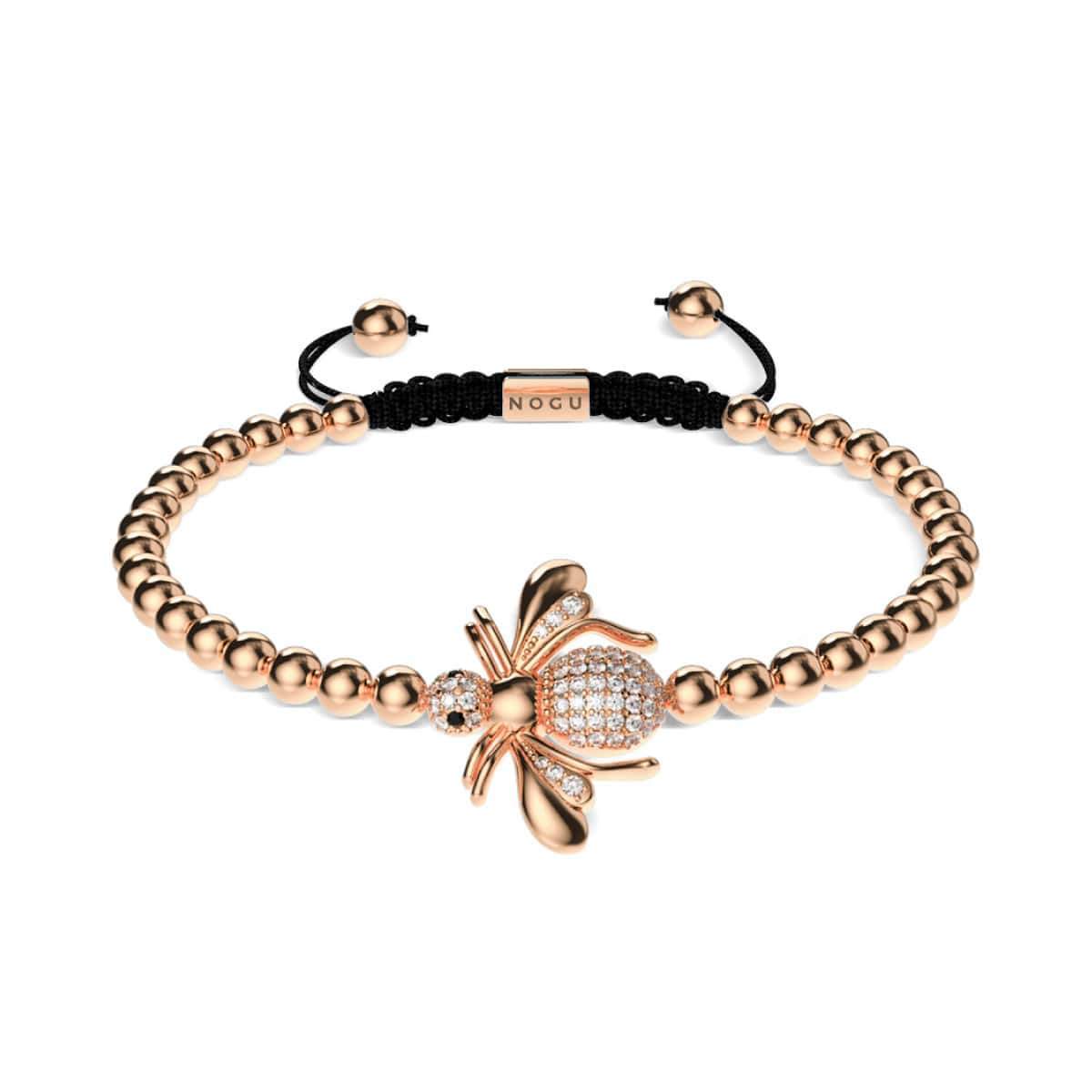 Queen | 18k Rose Gold | Crystal Honeybee Macrame Charmballa Bracelet