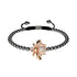 Queen | Gunmetal & 18k Rose Gold | Crystal Honeybee Macrame Charmballa Bracelet