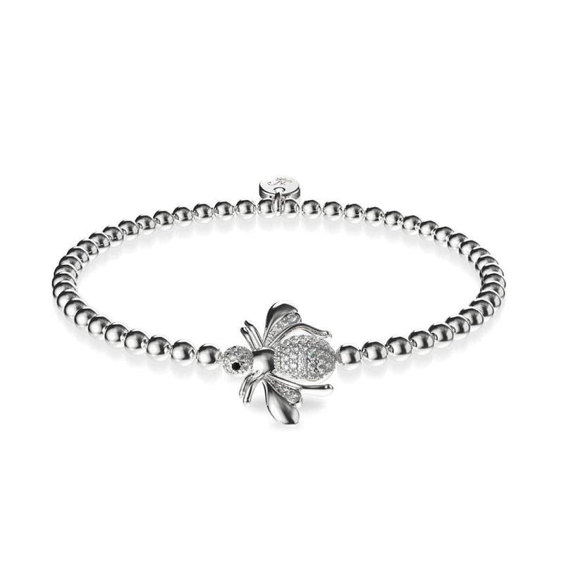 Reine | Argent | Bracelet à breloques abeille en cristal