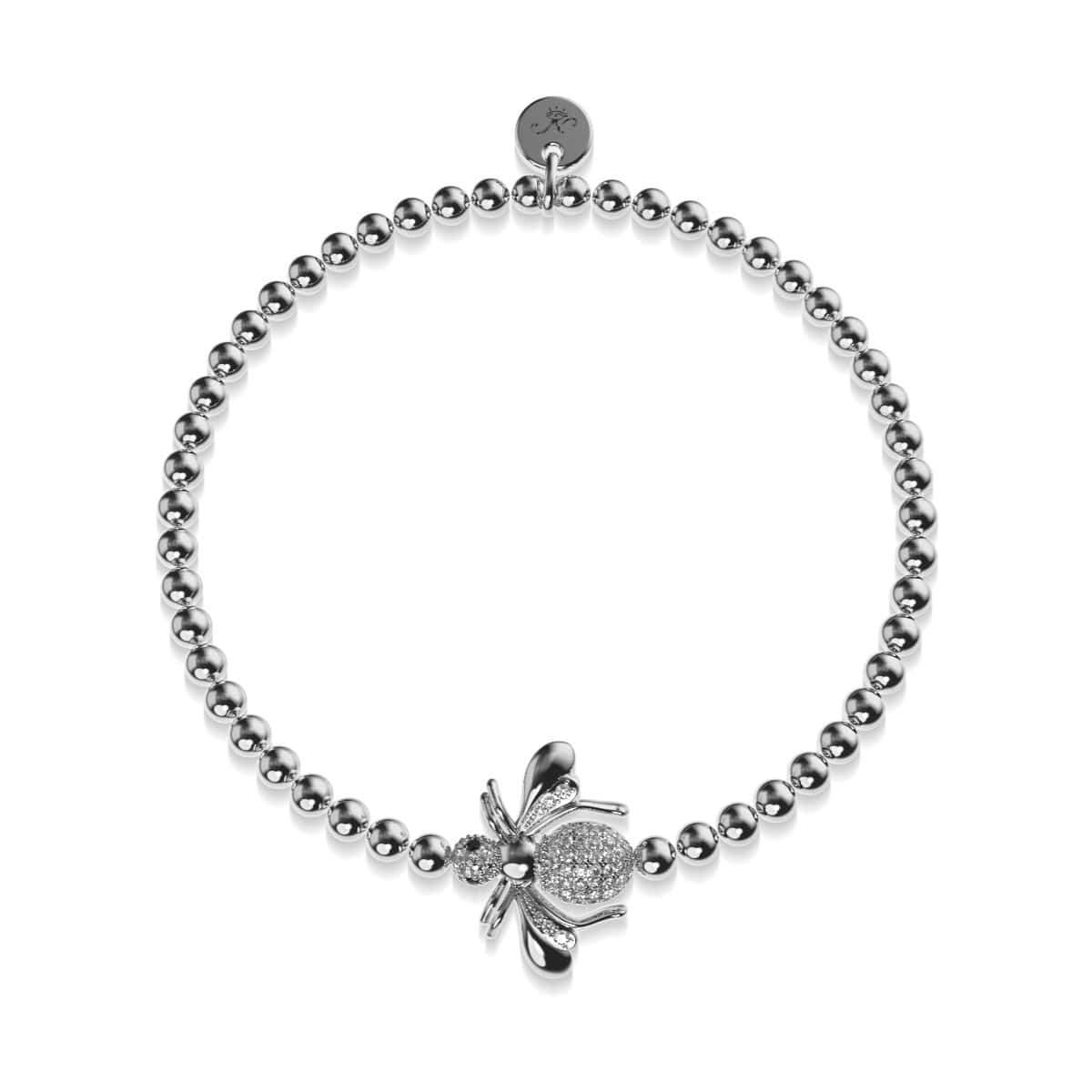 Reine | Argent | Bracelet à breloques abeille en cristal